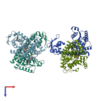PDB entry 2e89 coloured by chain, top view.