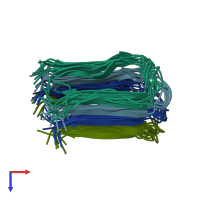 PDB entry 2e8d coloured by chain, ensemble of 10 models, top view.