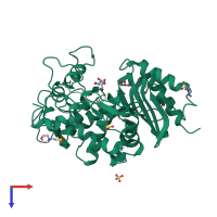 PDB entry 2e8i coloured by chain, top view.