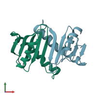 PDB entry 2e8j coloured by chain, front view.