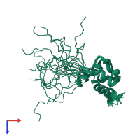 PDB entry 2e8p coloured by chain, ensemble of 20 models, top view.