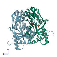 PDB entry 2e8r coloured by chain, side view.