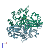 PDB entry 2e8r coloured by chain, top view.
