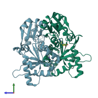 PDB entry 2e8s coloured by chain, side view.