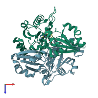 PDB entry 2e8s coloured by chain, top view.