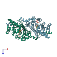 PDB entry 2e8t coloured by chain, top view.