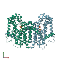 PDB entry 2e8w coloured by chain, front view.