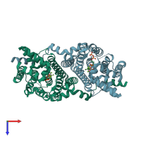 PDB entry 2e8w coloured by chain, top view.