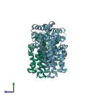 PDB entry 2e8x coloured by chain, side view.