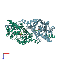 PDB entry 2e8x coloured by chain, top view.