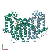 PDB entry 2e94 coloured by chain, front view.
