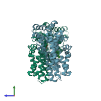 PDB entry 2e94 coloured by chain, side view.