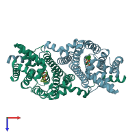 PDB entry 2e94 coloured by chain, top view.