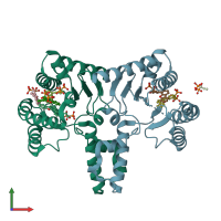 PDB entry 2e98 coloured by chain, front view.