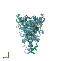 PDB 2e9c coloured by chain and viewed from the side.