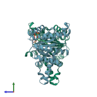 PDB entry 2e9d coloured by chain, side view.