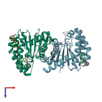 PDB entry 2e9d coloured by chain, top view.