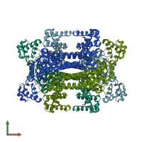 PDB entry 2e9f coloured by chain, front view.