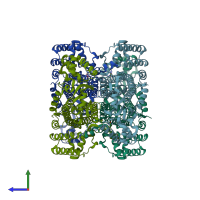 PDB entry 2e9f coloured by chain, side view.