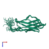 PDB entry 2e9g coloured by chain, ensemble of 20 models, top view.