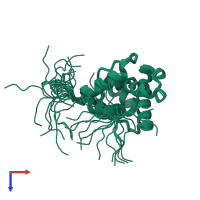 PDB entry 2e9k coloured by chain, ensemble of 20 models, top view.