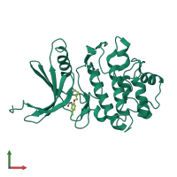 Monomeric assembly 1 of PDB entry 2e9u coloured by chemically distinct molecules, front view.