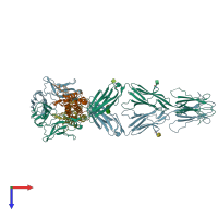 PDB entry 2e9w coloured by chain, top view.