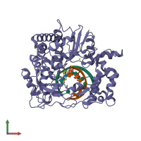 PDB entry 2e9z coloured by chain, front view.