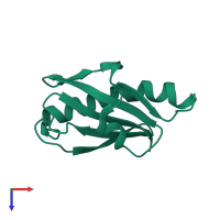 PDB entry 2ea9 coloured by chain, top view.