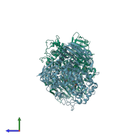 PDB entry 2eab coloured by chain, side view.