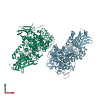 PDB entry 2eac coloured by chain, front view.