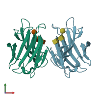 PDB entry 2eal coloured by chain, front view.