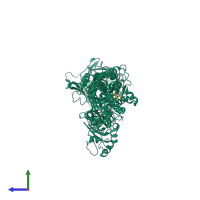 PDB entry 2ear coloured by chain, side view.