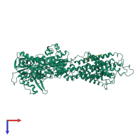 PDB entry 2ear coloured by chain, top view.