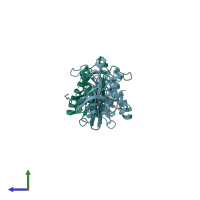 PDB entry 2eay coloured by chain, side view.