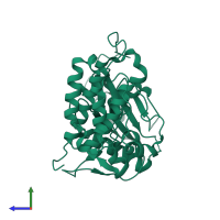 PDB entry 2eb2 coloured by chain, side view.