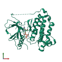 PDB entry 2eb3 coloured by chain, front view.