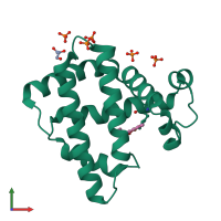 PDB entry 2eb9 coloured by chain, front view.