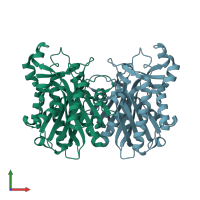 PDB entry 2ebd coloured by chain, front view.