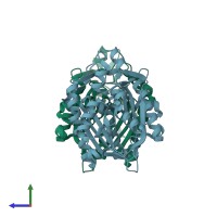 PDB entry 2ebd coloured by chain, side view.