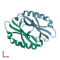 PDB entry 2ebg coloured by chain, front view.