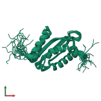 PDB entry 2ebk coloured by chain, ensemble of 20 models, front view.
