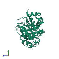 PDB entry 2ebn coloured by chain, side view.
