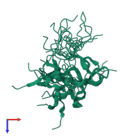 PDB entry 2ebq coloured by chain, ensemble of 20 models, top view.