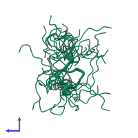 PDB entry 2ebr coloured by chain, ensemble of 20 models, side view.