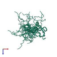 PDB entry 2ebr coloured by chain, ensemble of 20 models, top view.