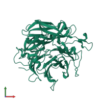 PDB entry 2ece coloured by chain, front view.