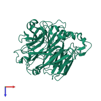 PDB entry 2ece coloured by chain, top view.