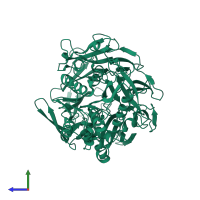 PDB entry 2ecf coloured by chain, side view.