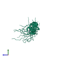 PDB entry 2ecj coloured by chain, ensemble of 20 models, side view.